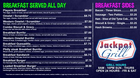 jackpot grill & events centre menu|quapaw casino promotions.